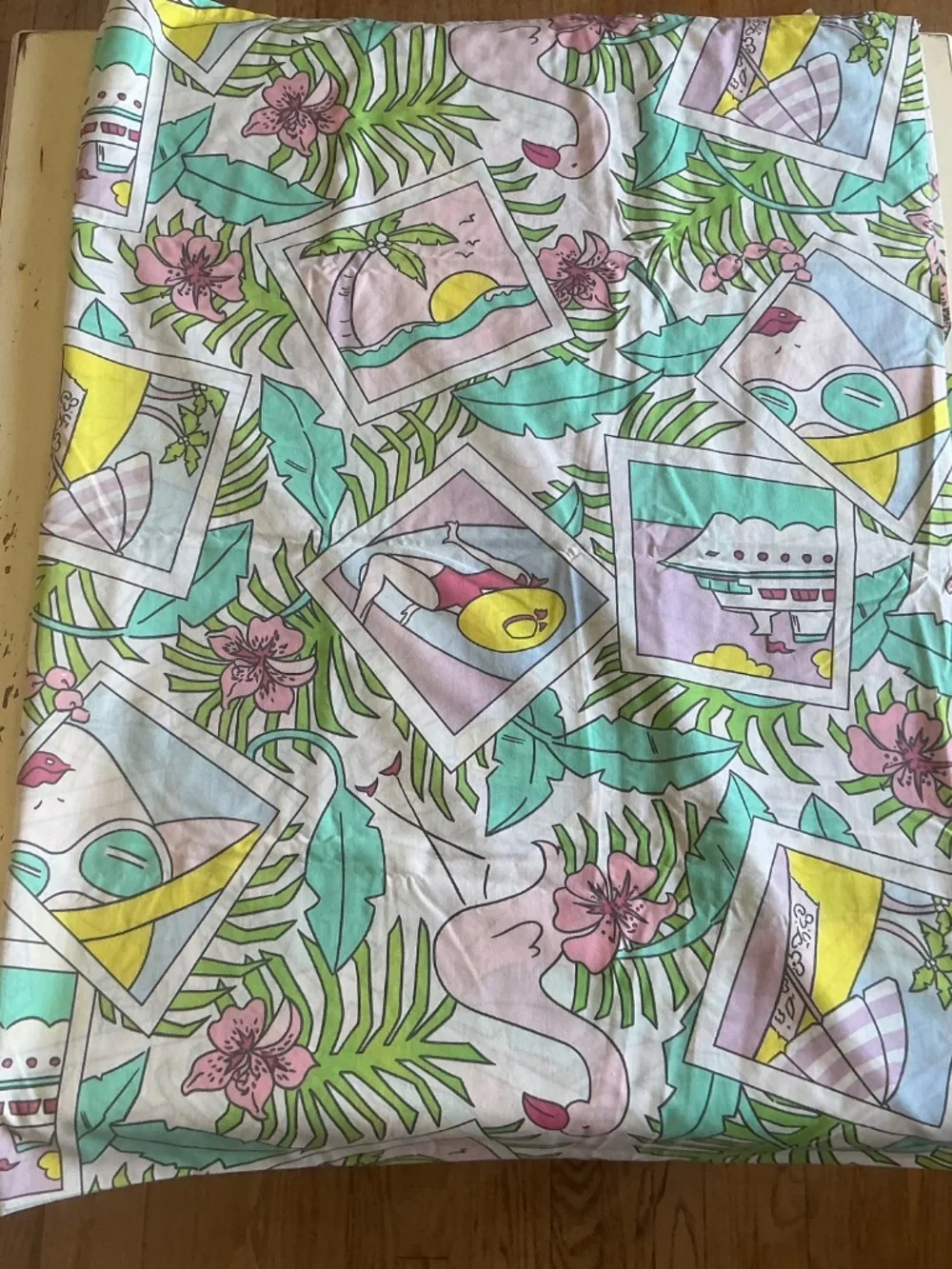 2 Vintage PACIFIC non iron Bon Voyage Vacation Print TWIN Flat Sheets